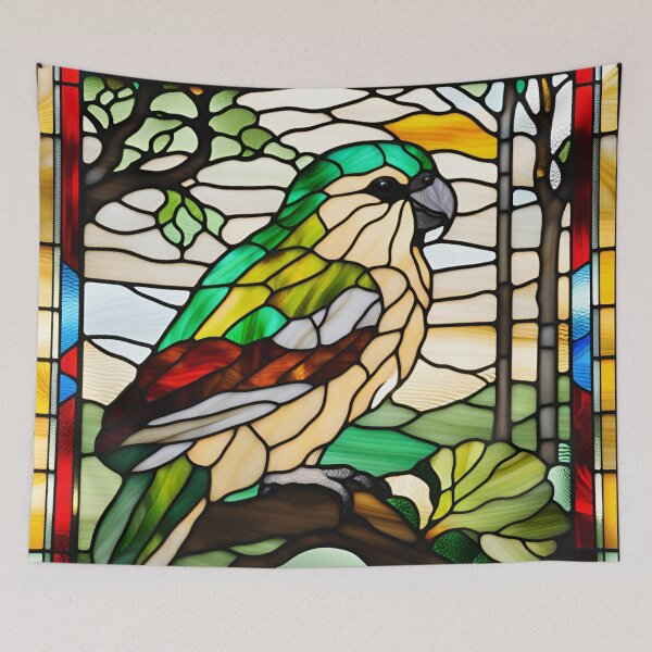 Item preview, Stained Glass Kakapo Parrot designed and sold by Wild Blue Designs NZ.