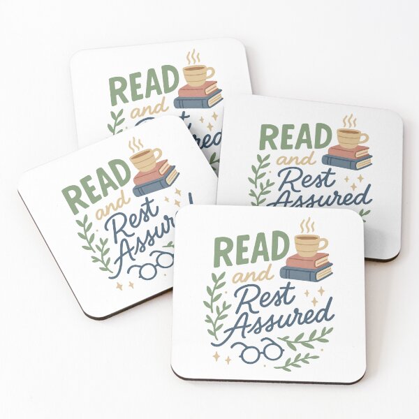 Item preview, Read and Rest Assured – Cozy Book Lover Quote with Tea and Books Illustration designed and sold by inkoutninja.