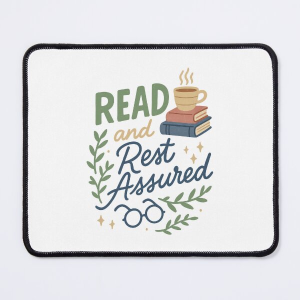Item preview, Read and Rest Assured – Cozy Book Lover Quote with Tea and Books Illustration designed and sold by inkoutninja.