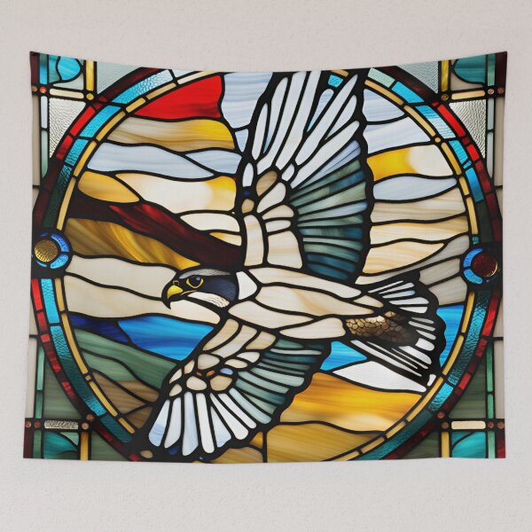 Item preview, Stained Glass Peregrine Falcon designed and sold by Wild Blue Designs NZ.