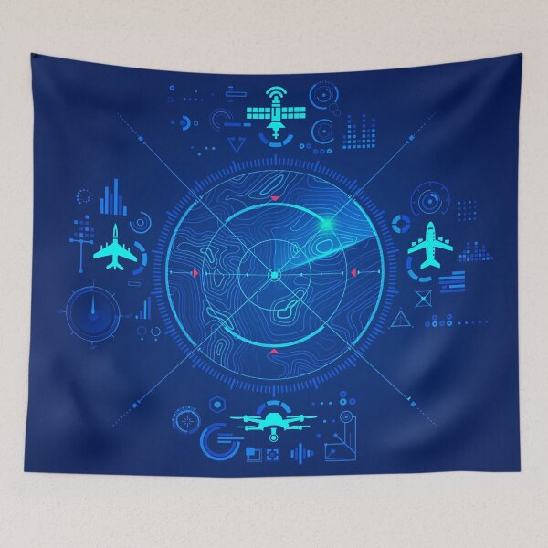 Item preview, aerospace tech or  radar technology, graphic of terrain  map with futuristic air control interface designed and sold by NiamLab.