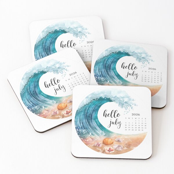 Item preview, Hello July 2026, Beach Monthly Calendar Stickers designed and sold by Moodune.