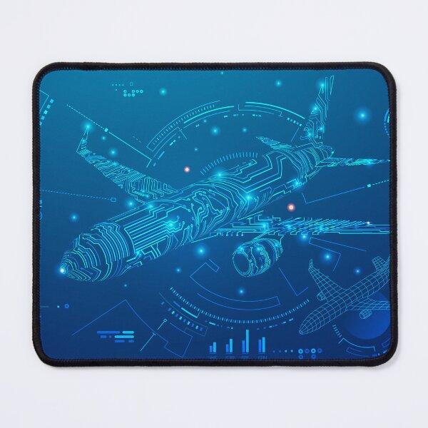 Item preview, digital twin or aviation technology, graphic of airplane combined with electronic pattern and air control interface designed and sold by NiamLab.