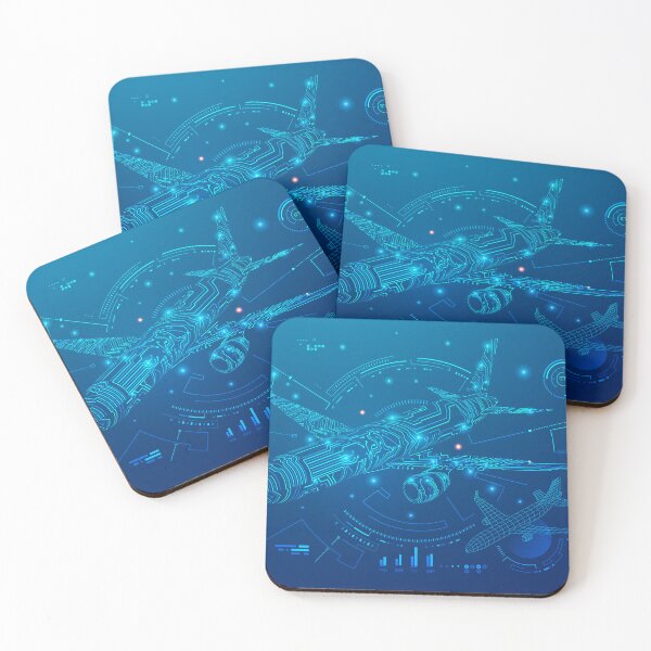 Item preview, digital twin or aviation technology, graphic of airplane combined with electronic pattern and air control interface designed and sold by NiamLab.