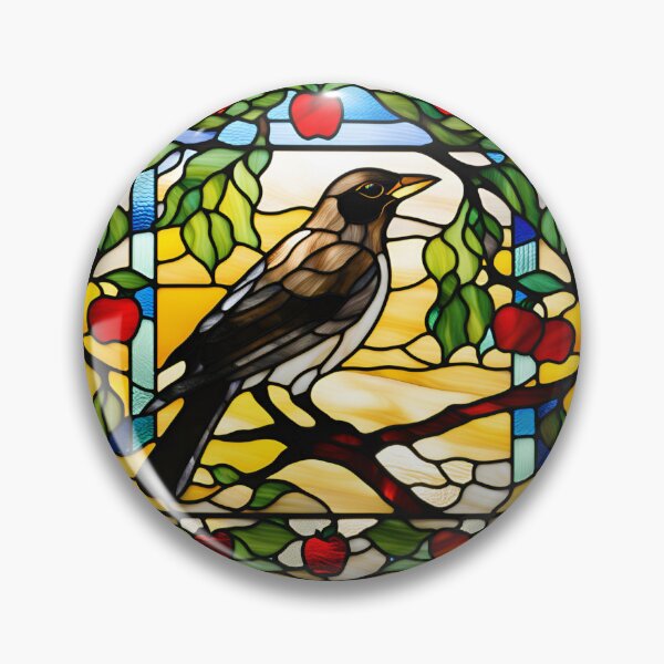 Item preview, Stained Glass Blackbird designed and sold by Wild Blue Designs NZ.