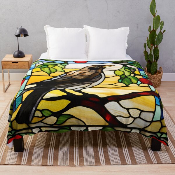 Item preview, Stained Glass Blackbird designed and sold by Wild Blue Designs NZ.