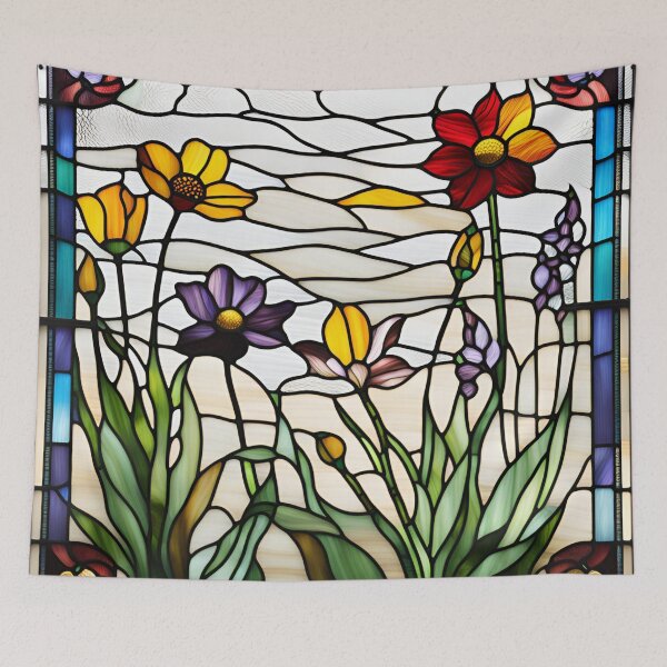 Item preview, Stained Glass Cottage Garden designed and sold by Wild Blue Designs NZ.