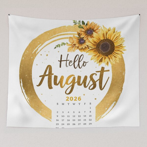 Item preview, Hello August 2026, Sunflower Glow Monthly Calendar Stickers designed and sold by Moodune.