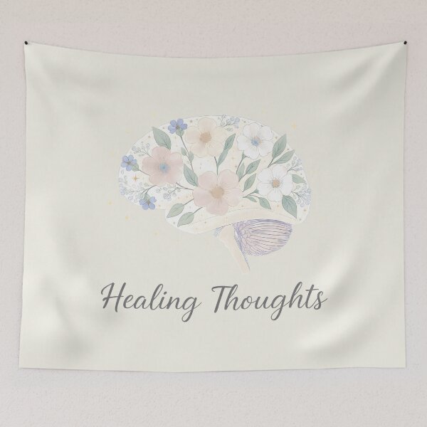 Item preview, Healing Thoughts Floral Brain – Pastel Botanical Mind, Emotional Healing & Mental Wellness Aesthetic Art designed and sold by PureBrain.