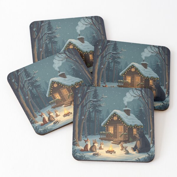 Item preview, Christmas Eve in the Forest: Animal Friends by the Fire designed and sold by WildlifeWhimsy.