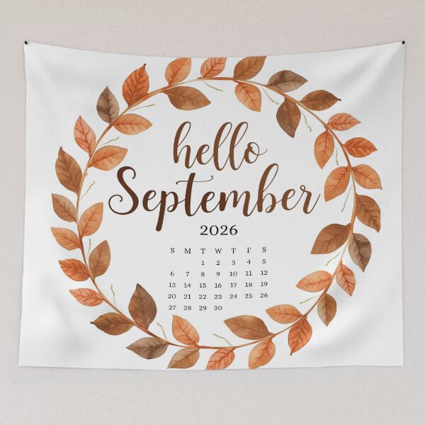 Item preview, Hello September 2026, Autumn Mood Monthly Calendar Stickers designed and sold by Moodune.