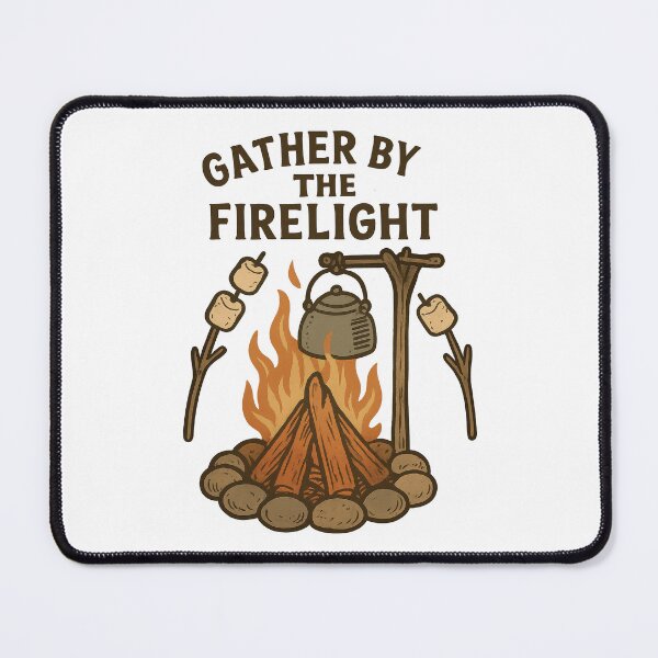Item preview, Gather by the Firelight – Cozy Campfire Illustration with Marshmallows and Kettle designed and sold by inkoutninja.