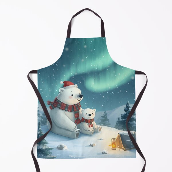 Item preview, Polar Bear Family Watching Northern Lights designed and sold by WildlifeWhimsy.