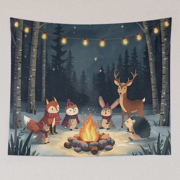 Item preview, Woodland Animal Friends at Christmas Campfire designed and sold by WildlifeWhimsy.