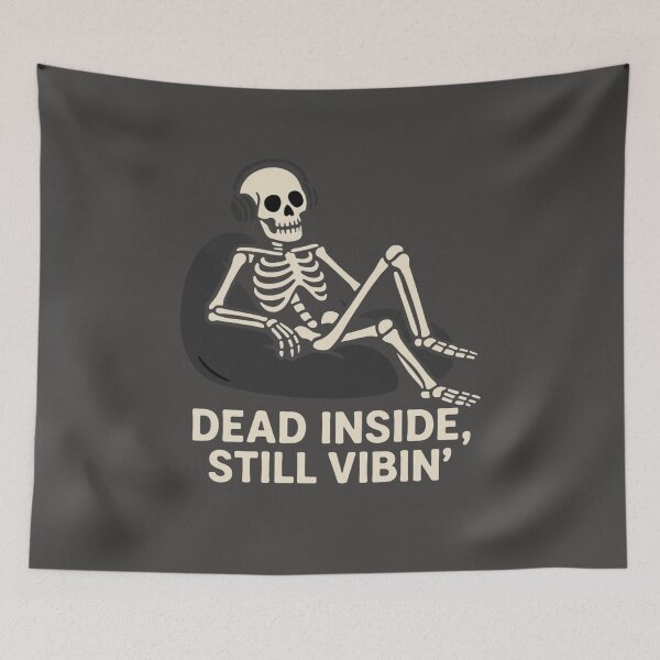 Item preview, Dead Inside Still Vibin’ – Funny Skeleton Dark Humor T-Shirt designed and sold by KDesignCrafts.