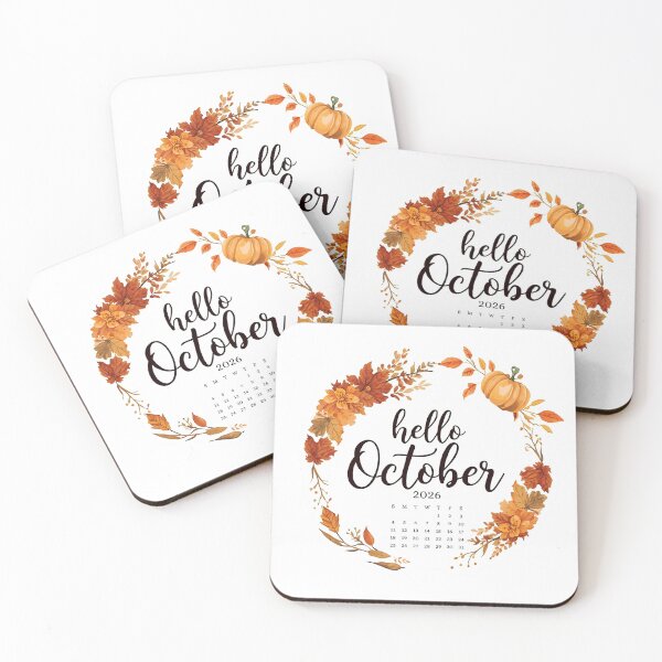 Item preview, Hello October 2026, Fall Harvest Aesthetic Monthly Calendar Stickers designed and sold by Moodune.