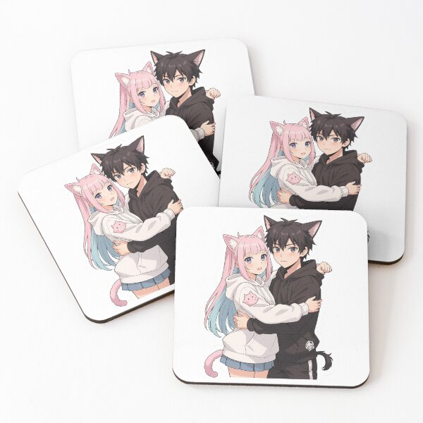 Item preview, Cute Anime Cat Couple Hugging designed and sold by farzan-design.