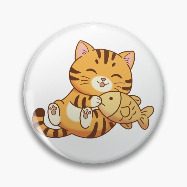 Item preview, Happy Tabby Kitten Hugging a Toy Fish designed and sold by holywarter.