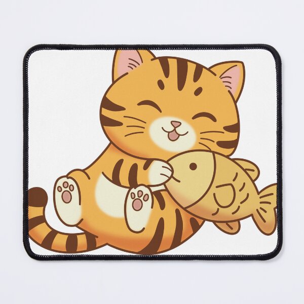 Item preview, Happy Tabby Kitten Hugging a Toy Fish designed and sold by holywarter.