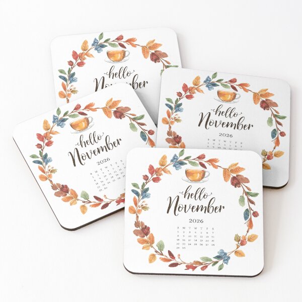 Item preview, Hello November 2026, Peaceful Monthly Calendar Stickers designed and sold by Moodune.