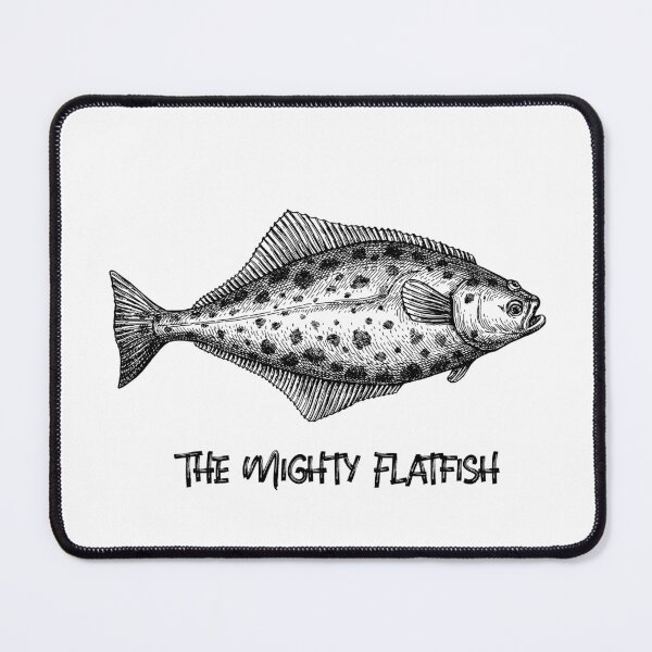 Item preview, The Mighty Flatfish. Halibut funny fishing design designed and sold by SofikoDesigns.