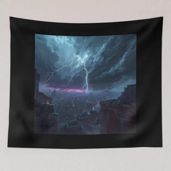 Item preview, MID-EVAL CITY UNDER MASSIVE THUNDER STORM Fantasy Stories Sci Fi Science Fiction History Historian Ancient Cultures Archeologist designed and sold by Jt41.