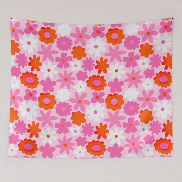 Item preview, Pastel Pink Seamless vector floral pattern. Retro 60s-70s style designed and sold by graphic-genie.