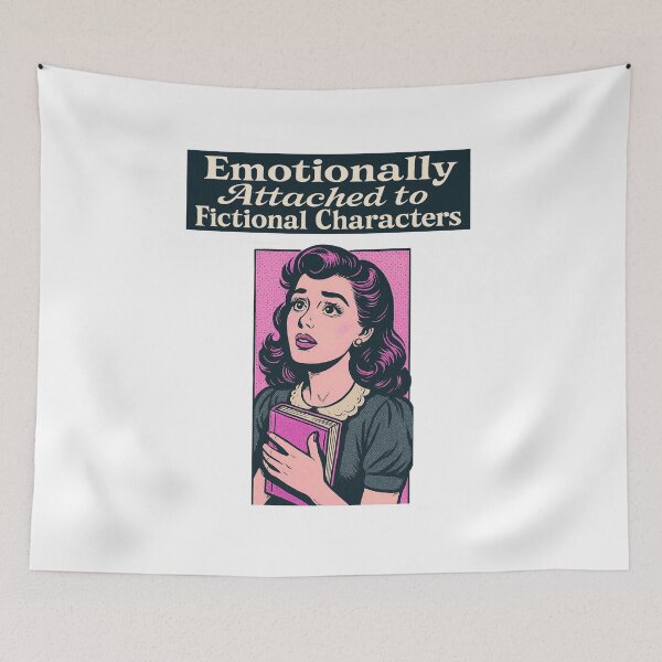 Item preview, Emotionally Attached to Fictional Characters Retro Pop-Art Book Lover Aesthetic designed and sold by SirensSageStone.