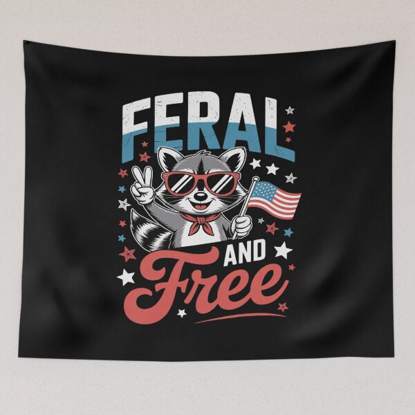 Item preview, Feral & Free Patriotic Racoon 4th of July Raccoon Usa designed and sold by RsFilsingerArt.