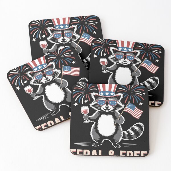 Item preview, Feral & Free Patriotic Racoon Feral And Free 4th July 2  designed and sold by RoyTill0Art.