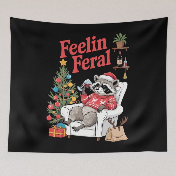 Item preview, Feral Funny Raccoon Christmas Holiday designed and sold by Zephyr6Dragon.