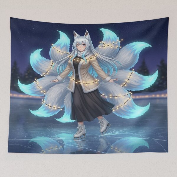 Item preview, Christmas Lights Kitsune Ice Skating designed and sold by dewaaliverse.