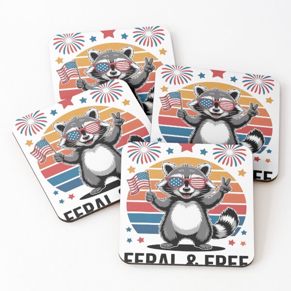 Item preview, Feral & Free Patriotic Racoon Feral And Free 4th July 9 designed and sold by RoyTill0Art.