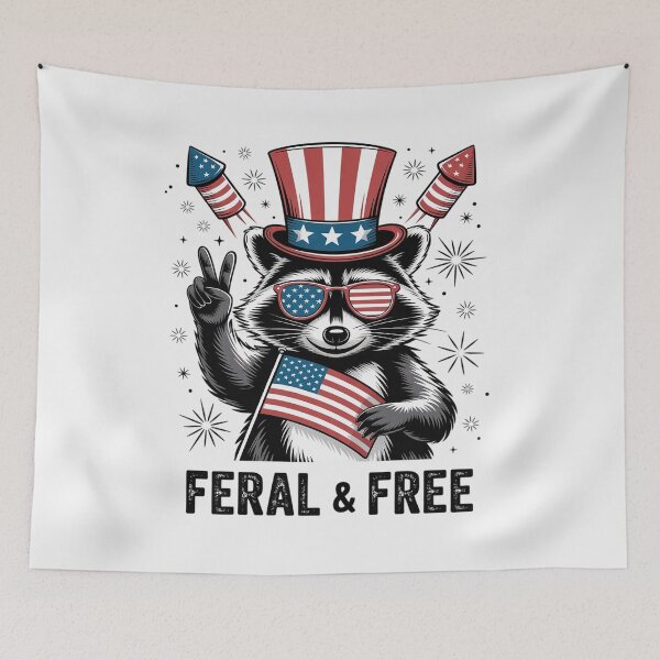 Item preview, Feral & Free Patriotic Racoon Feral And Free 4th July13 designed and sold by RoyTill0Art.