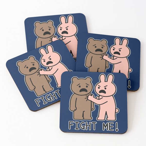 Item preview, Fight Me Meme – Cute Chibi Cartoon – Funny Bunny vs Bear Art designed and sold by lemonfishing.