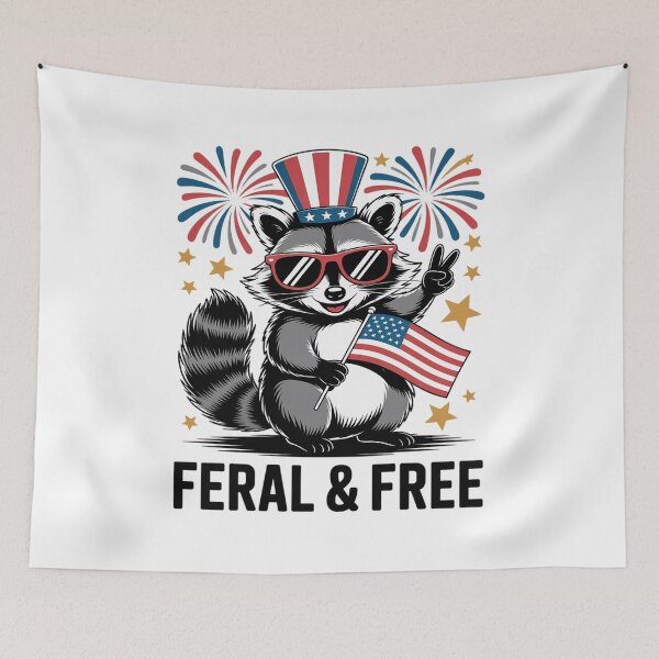 Item preview, Feral & Free Patriotic Racoon Feral And Free 4th July22 designed and sold by RoyTill0Art.