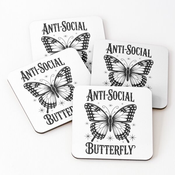 Item preview, Anti-Social Butterfly Aesthetic | Gothic Butterfly Illustration | Retro Monochrome Design designed and sold by Mastihuba Studio™.