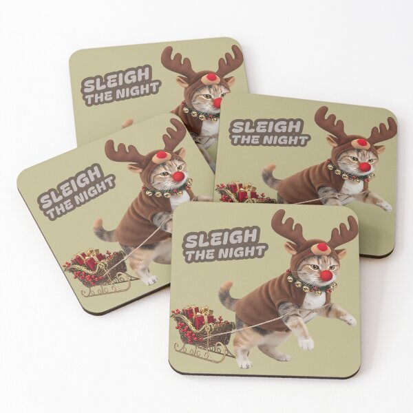 Item preview, Sleigh The Night - Funny Cat in Reindeer Costume Holiday Pun designed and sold by AwesomeBeyondLimits.
