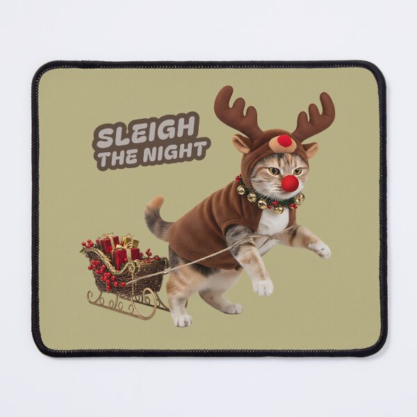 Item preview, Sleigh The Night - Funny Cat in Reindeer Costume Holiday Pun designed and sold by AwesomeBeyondLimits.