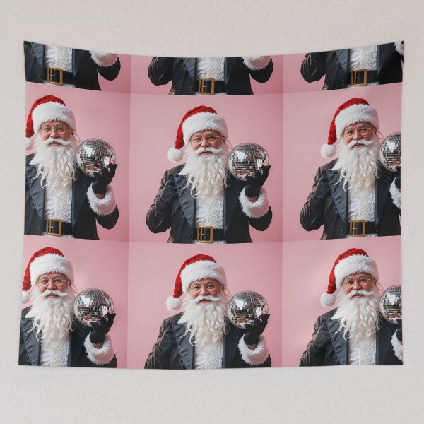 Item preview, Stylish Party Santa Claus with Disco Ball – Modern Festive Christmas Art designed and sold by PixelVibe782.