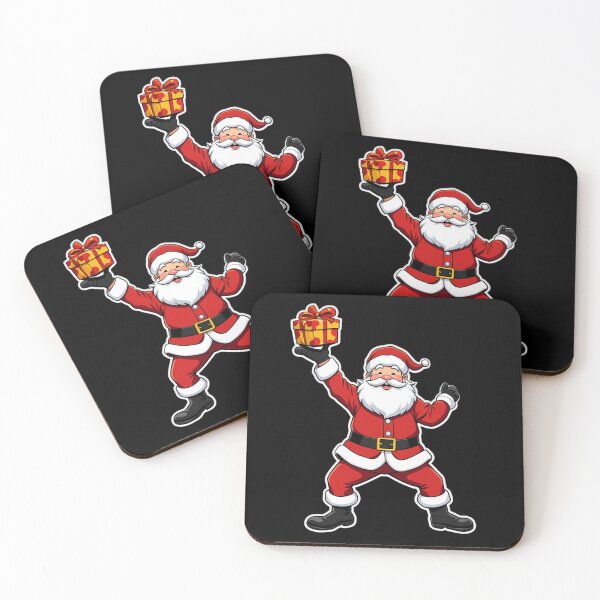 Item preview, Energetic Cartoon Santa Claus with Gift – Bold and Playful Christmas Art designed and sold by PixelVibe782.