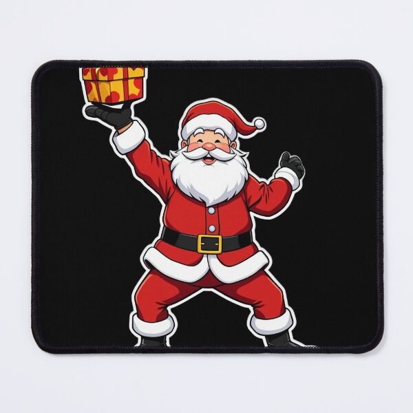 Item preview, Energetic Cartoon Santa Claus with Gift – Bold and Playful Christmas Art designed and sold by PixelVibe782.