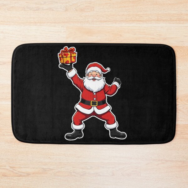Item preview, Energetic Cartoon Santa Claus with Gift – Bold and Playful Christmas Art designed and sold by PixelVibe782.