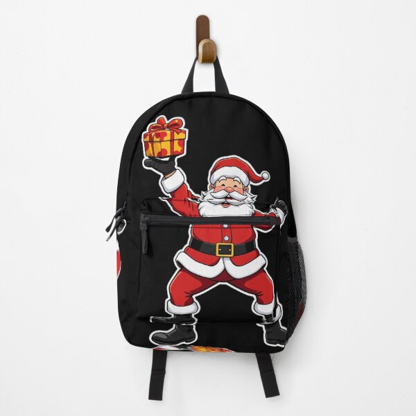 Item preview, Energetic Cartoon Santa Claus with Gift – Bold and Playful Christmas Art designed and sold by PixelVibe782.