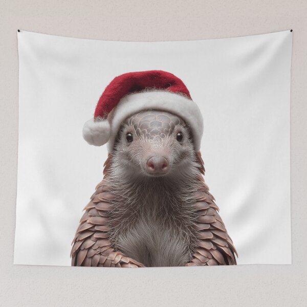 Item preview, Festive Pangolin Wearing Santa Hat designed and sold by LazyOwlStore.