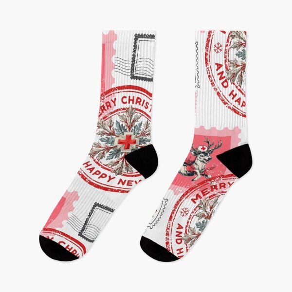 Item preview, Retro Medical Christmas Stamp Collage designed and sold by Anastasiia Yurevych.