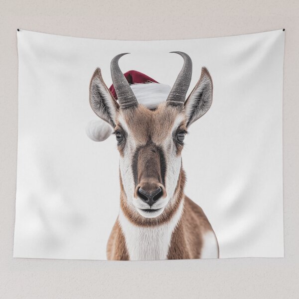 Item preview, Festive Pronghorn Antelope Wearing Santa Hat designed and sold by LazyOwlStore.