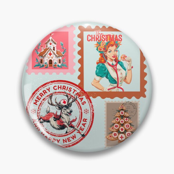Item preview, Retro Medical Christmas Stamp Set Art designed and sold by Anastasiia Yurevych.