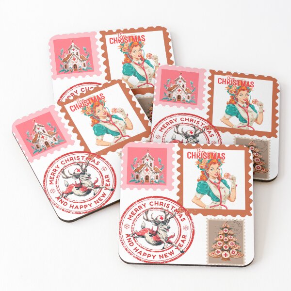Item preview, Retro Medical Christmas Stamp Set Art designed and sold by Anastasiia Yurevych.