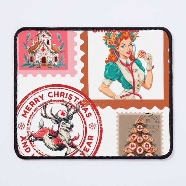 Item preview, Retro Medical Christmas Stamp Set Art designed and sold by Anastasiia Yurevych.